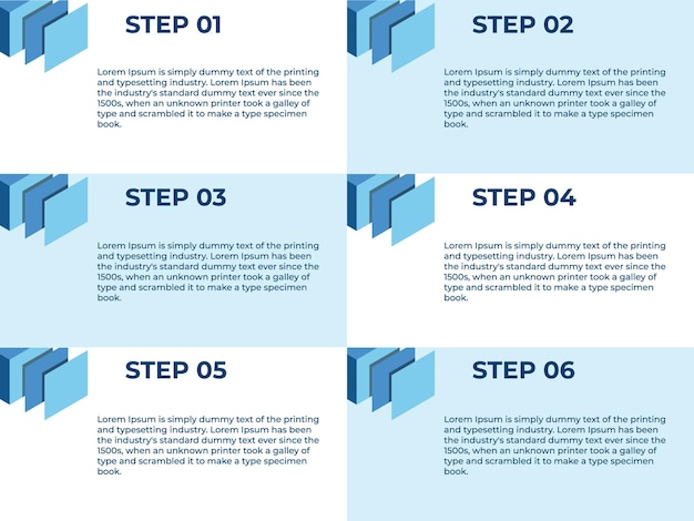 6 pasos en el diseño de vectores de infografía empresarial para plantilla de presentación