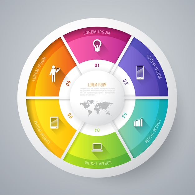 6 pasos elementos de infografía empresarial para la presentación