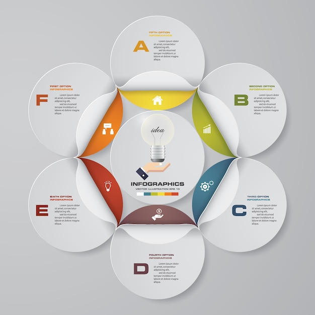 6 pasos de elementos infográficos gráfico. Ilustración de vector.