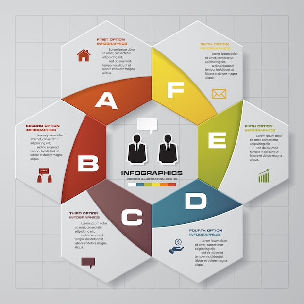 6 pasos de presentación Plantilla de infografía