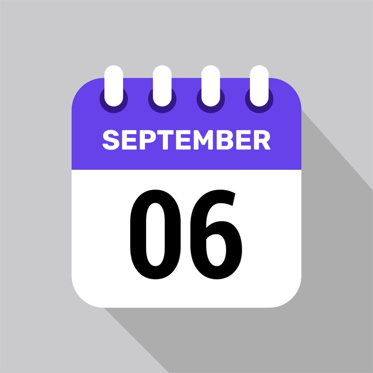 6 de septiembre icono de calendario fondo de fecha símbolo de horario vectorial
