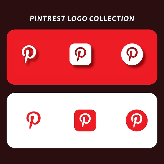 Vector 6 variaciones del logotipo de pinterest en un logotipo de redes sociales de fondo transparente