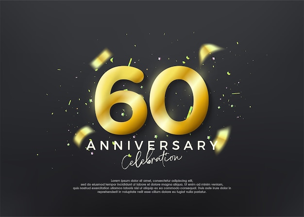 60 aniversario números oro lujo vector fondo premium Vector Premium