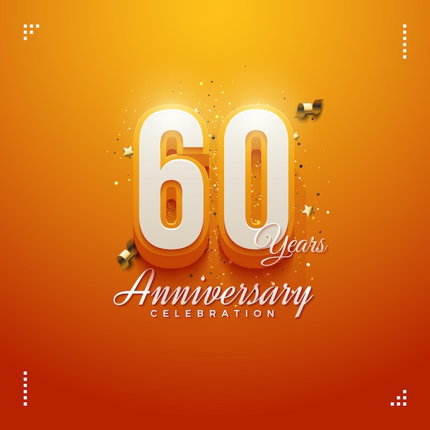 60 aniversario con números en relieve en negrita