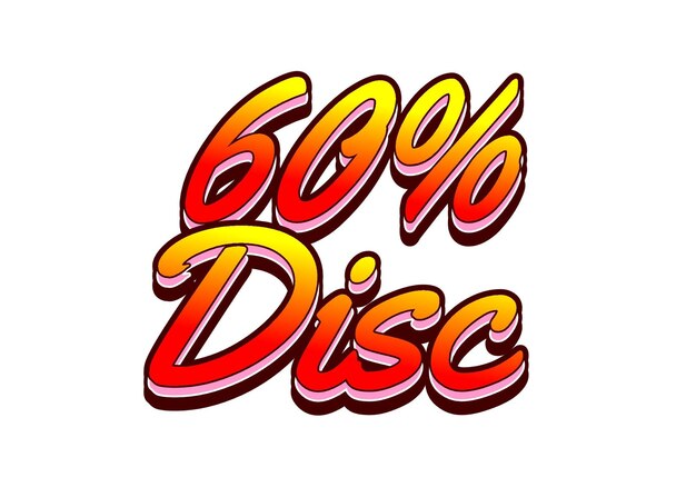 60 por ciento de descuento Efecto de texto en estilo 3D con buenos colores