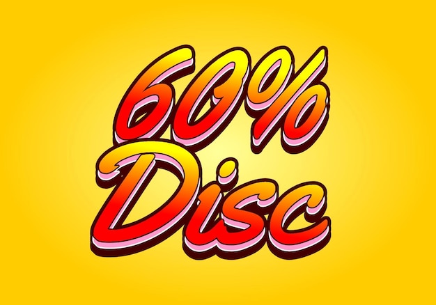 60 por ciento de descuento Efecto de texto en estilo 3D con buenos colores