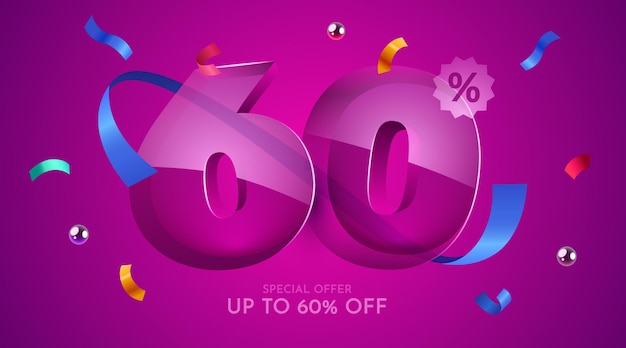 60 por ciento de descuento símbolo de mega venta de composición creativa