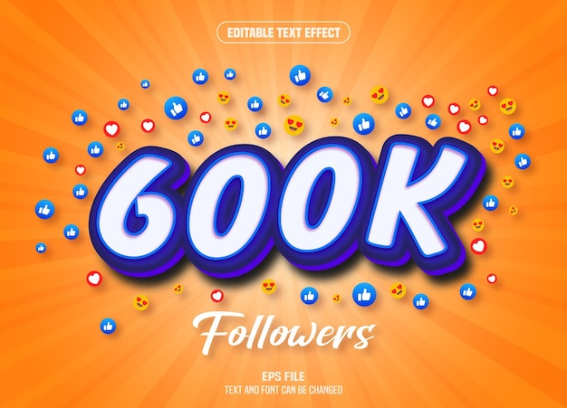 600k seguidores efecto de texto 3d