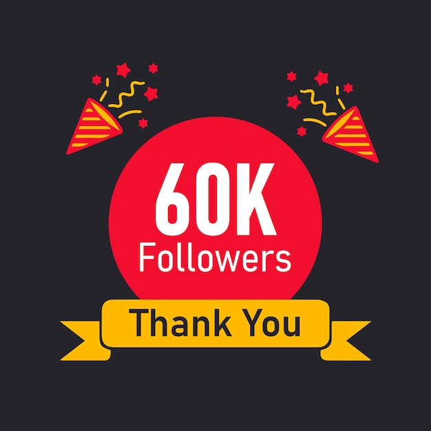 60K o 60000 seguidores gracias diseño vectorial 30K seguidores celebración