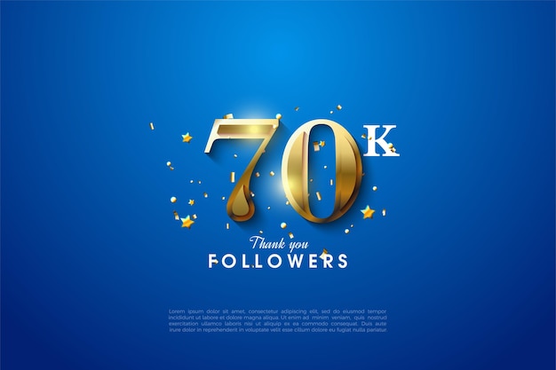 60k seguidores con brillante ilustración de número de oro 3D.