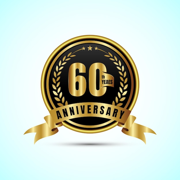 60o aniversario icono diseño logotipo celebración de cumpleaños emblema de aniversario de oro