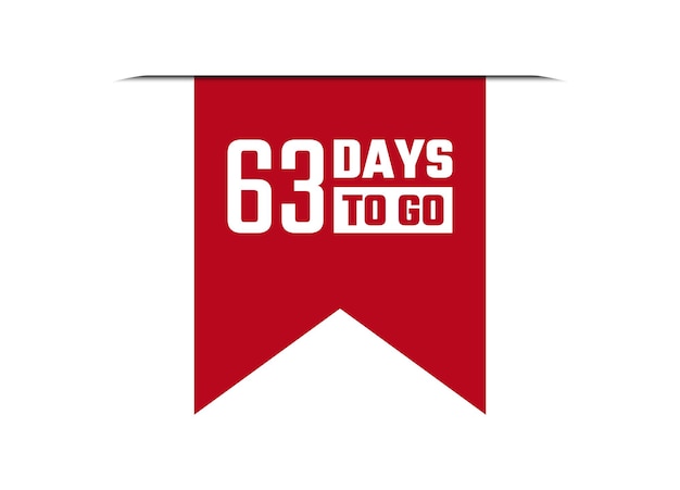 63 días para ir a la ilustración de bandera vectorial roja aislada en fondo blanco