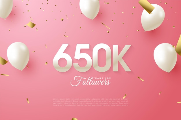 650k seguidores con globos ilustración