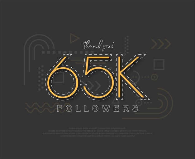 65k seguidores simples y únicos con números y líneas finas.