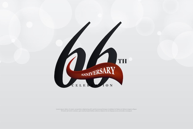 66 aniversario con números decorados con cintas rojas