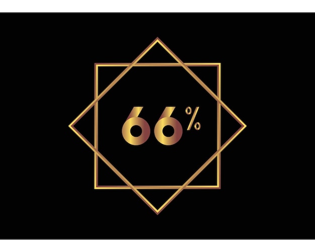 66 por ciento en imagen de vector de oro de fondo negro