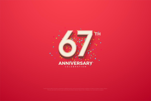 67 aniversario con coloridos chispitas de papel de celebración