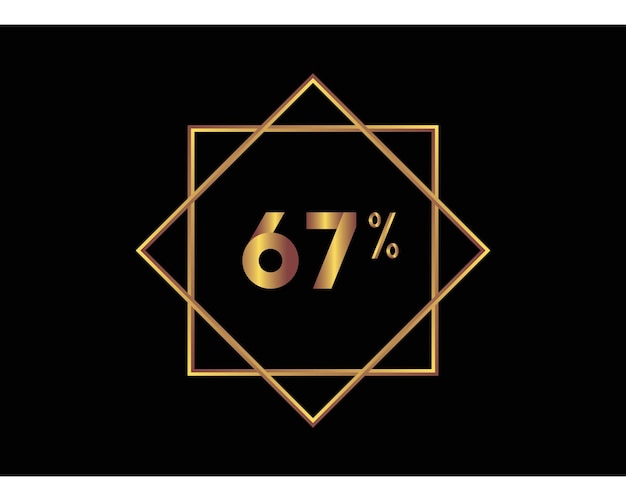 67 por ciento en imagen de vector de oro de fondo negro
