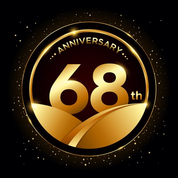68 aniversario Diseño de plantilla de aniversario de oro Ilustración de vector de logotipo