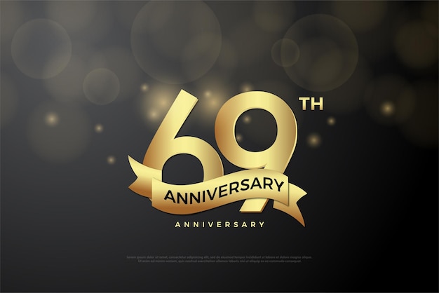 69 aniversario con gran número dorado.