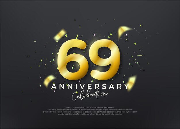 69 aniversario números oro lujo vector fondo premium vector premium para el cartel de la celebración de la bandera de saludo