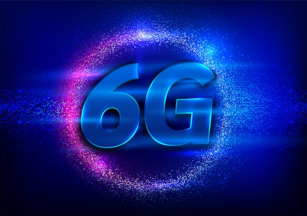 6G nueva conexión inalámbrica a internet wifi. Números de flujo de código binario de datos grandes. Ejemplo de alta velocidad del vector de la tecnología de la tarifa de datos de la conexión de la innovación de la red global.