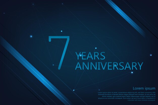 7 años de aniversario. banner de saludo de aniversario geométrico. plantilla de póster para celebrar