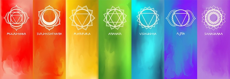 Vector 7 chakras espectro del arco iris copia de la bandera del espacio
