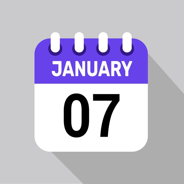 7 de enero icono de calendario página de texto diseño web mensual