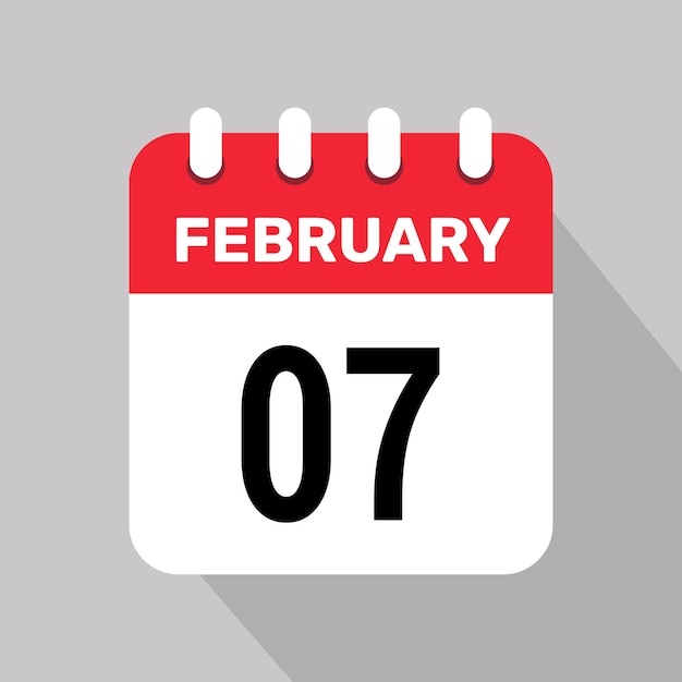7 de febrero Iconos de calendario Ilustración vectorial Diseño gráfico de fondo