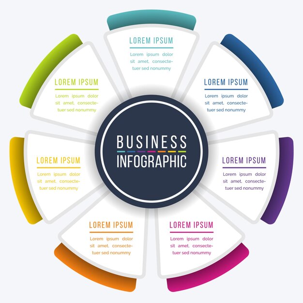 7 pasos información empresarial infográfica 7 objetos pasos elementos u opciones plantilla infográfica