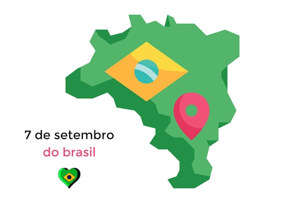 Vector 7 de septiembre bandera de brasil con mapa
