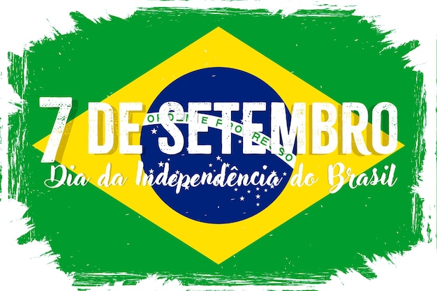 7 de septiembre Día de la Independencia de Brasil bandera con pincel grunge