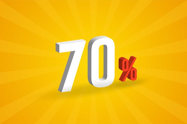 70 descuento texto 3D para ventas y promoción