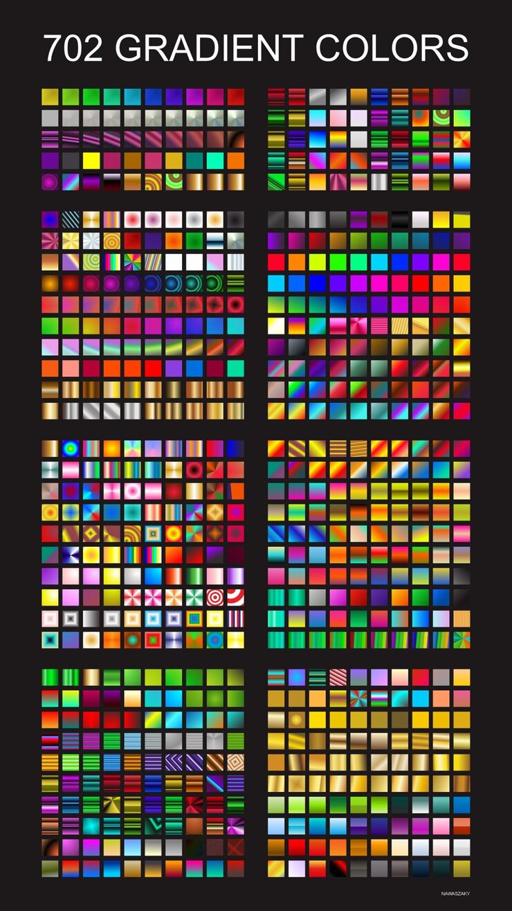 Vector 702 colores de gradiente en formato eps