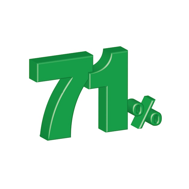 71 por ciento efecto plástico 3d número porcentaje símbolo vector ilustración eps