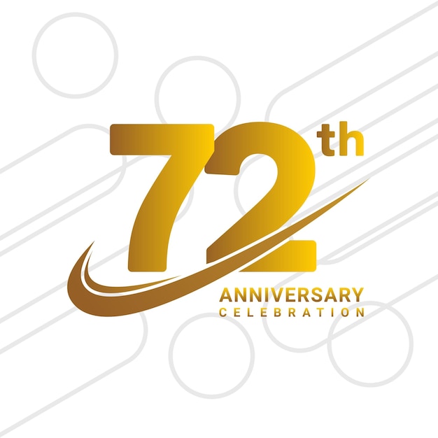 72 aniversario celebración aniversario de oro celebración tipo de logotipo aislado sobre fondo blanco ilustración vectorial