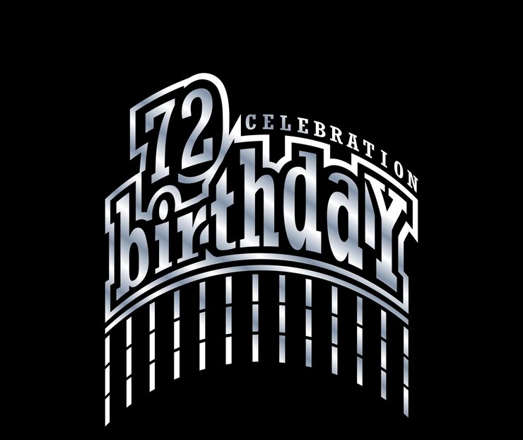 Vector 72 años fiesta de cumpleaños o organización saludo de la fiesta diseño de logotipo