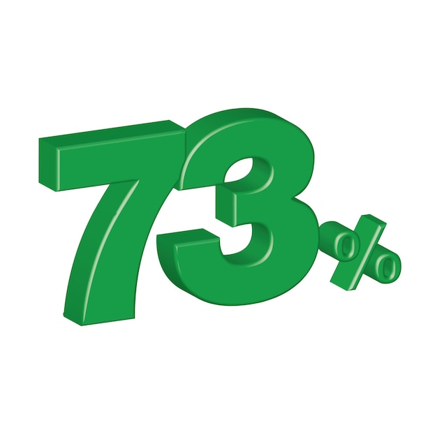 73 por ciento efecto plástico 3d número porcentaje símbolo vector ilustración eps