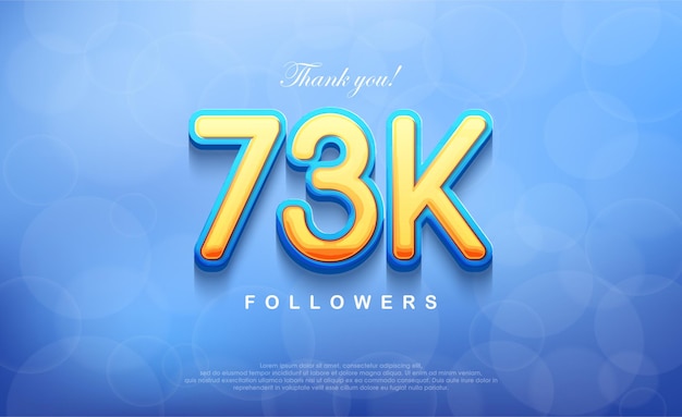 73k número para agradecer a los seguidores único fondo azul bokeh