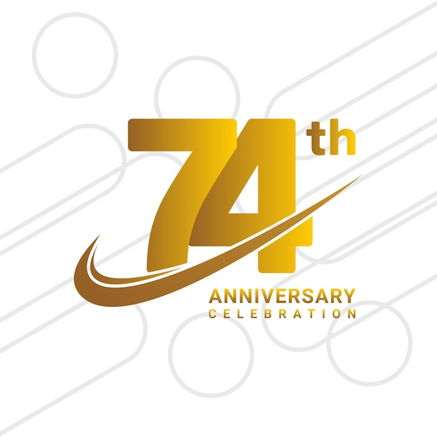 74 aniversario celebración aniversario de oro celebración tipo de logotipo aislado sobre fondo blanco ilustración vectorial