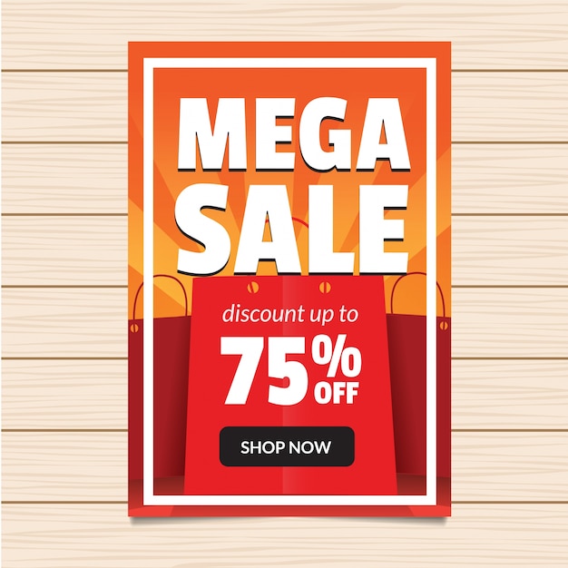 75% de descuento en mega sale banner illustration