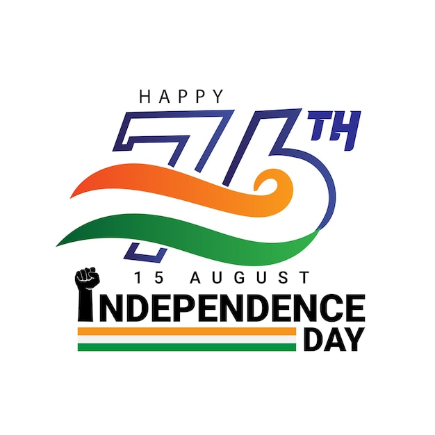 76th Setenta y seis logo del día de la independencia india con bandera india