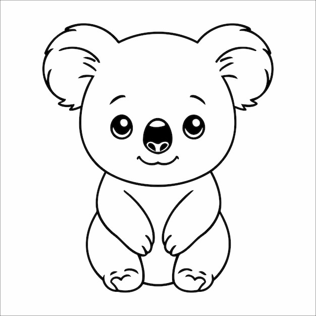 77 Linda página para colorear de vectores Koala Kawaii para niños