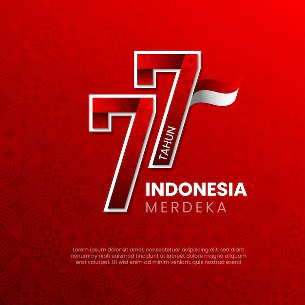 Vector 77.o día de la independencia de indonesia con fondo rojo