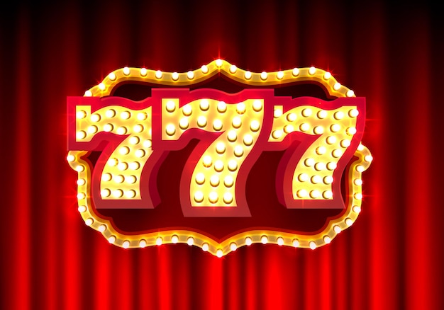 Vector 777 texto de banner de casino en el fondo de la escena. ilustración vectorial