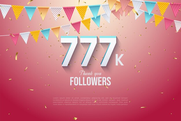 777k seguidores con ilustración de bandera colorida