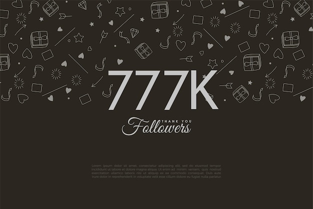 777k seguidores con ilustración de números y garabato