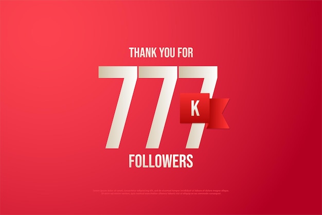 777k seguidores con números y cinta roja