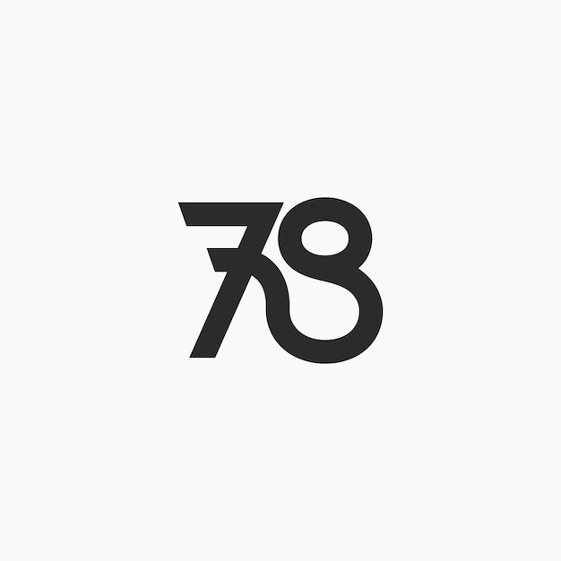 78 número setenta y ocho logotipo mínimo ilustración de icono vectorial